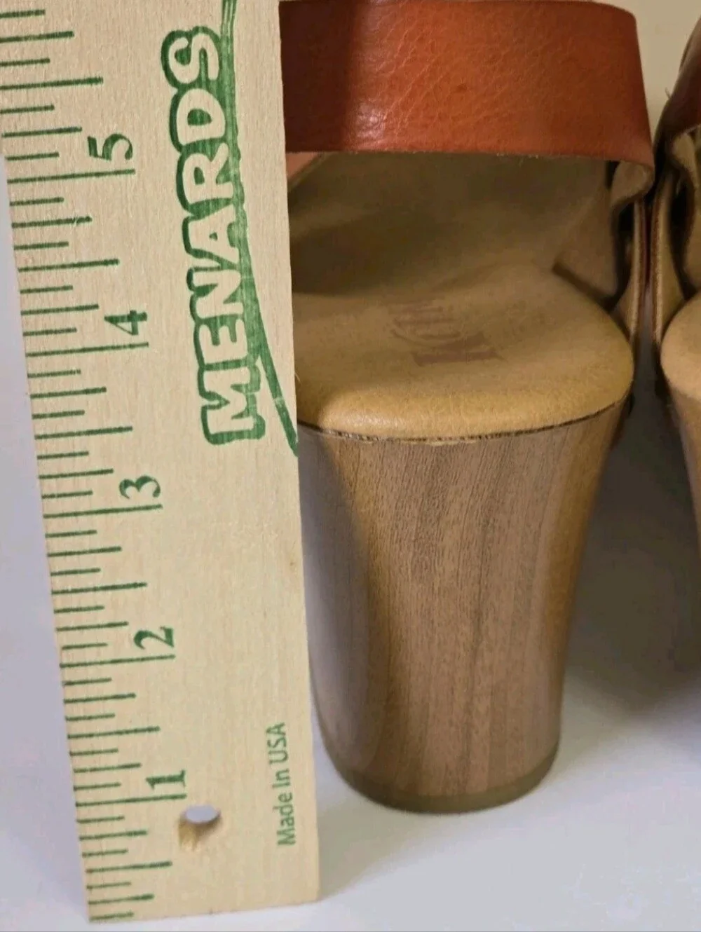 Korks Women's Cognac Strap Wooden Heel Wedge Size 9 M